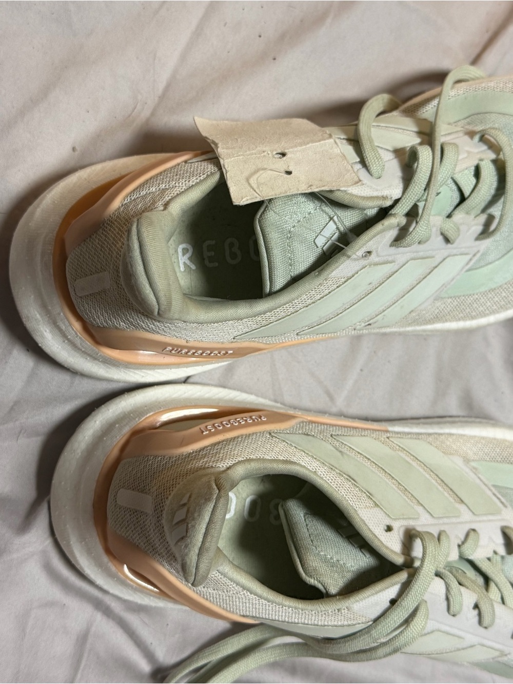 Adidas pure boost Women’s Mint Green and Peach Lace-Up Sneakers